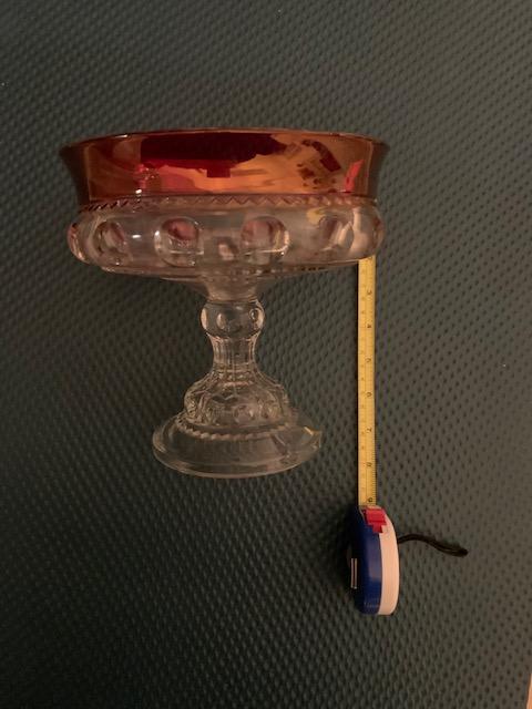 Kings Crown Ruby Red Thumbprint Candy Dish Indiana Glass